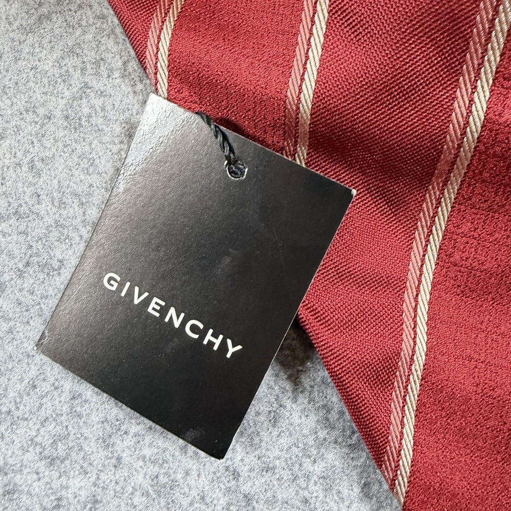 Givenchy Tie Mens Classic Red Stripe 100% Silk Designer Made In Italy Necktie - Picture 2 of 7